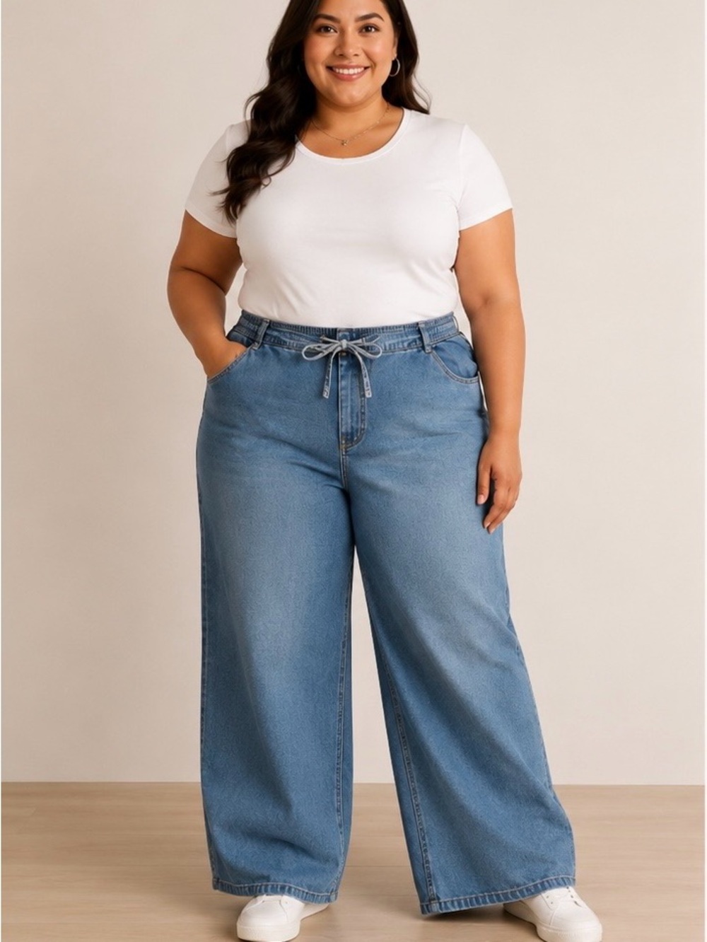 Ava & Viv Light Blue Wide Leg Drawstring Jeans